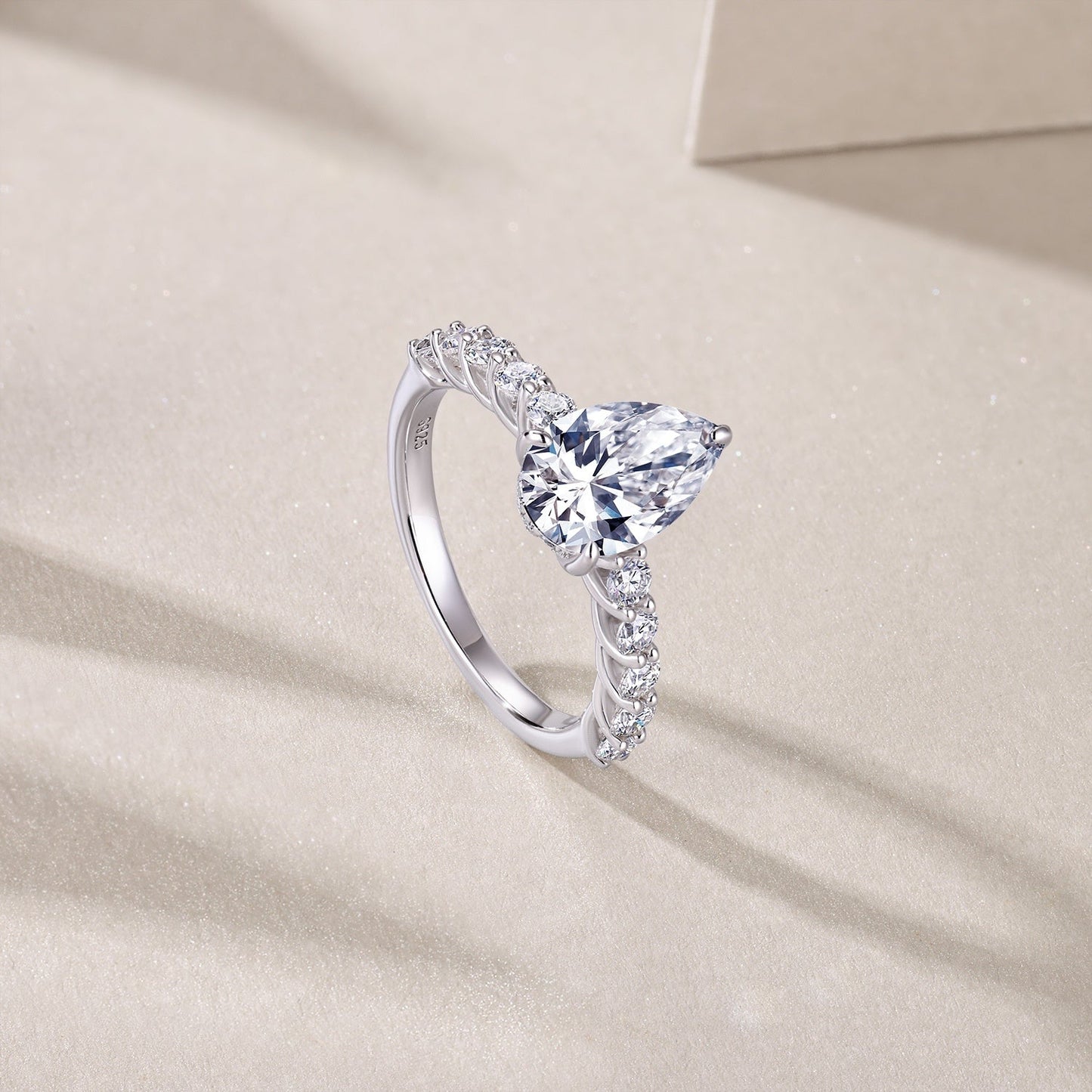Pear Shaped Moissanite Ring 4CT | Sterling Silver LuxeStones