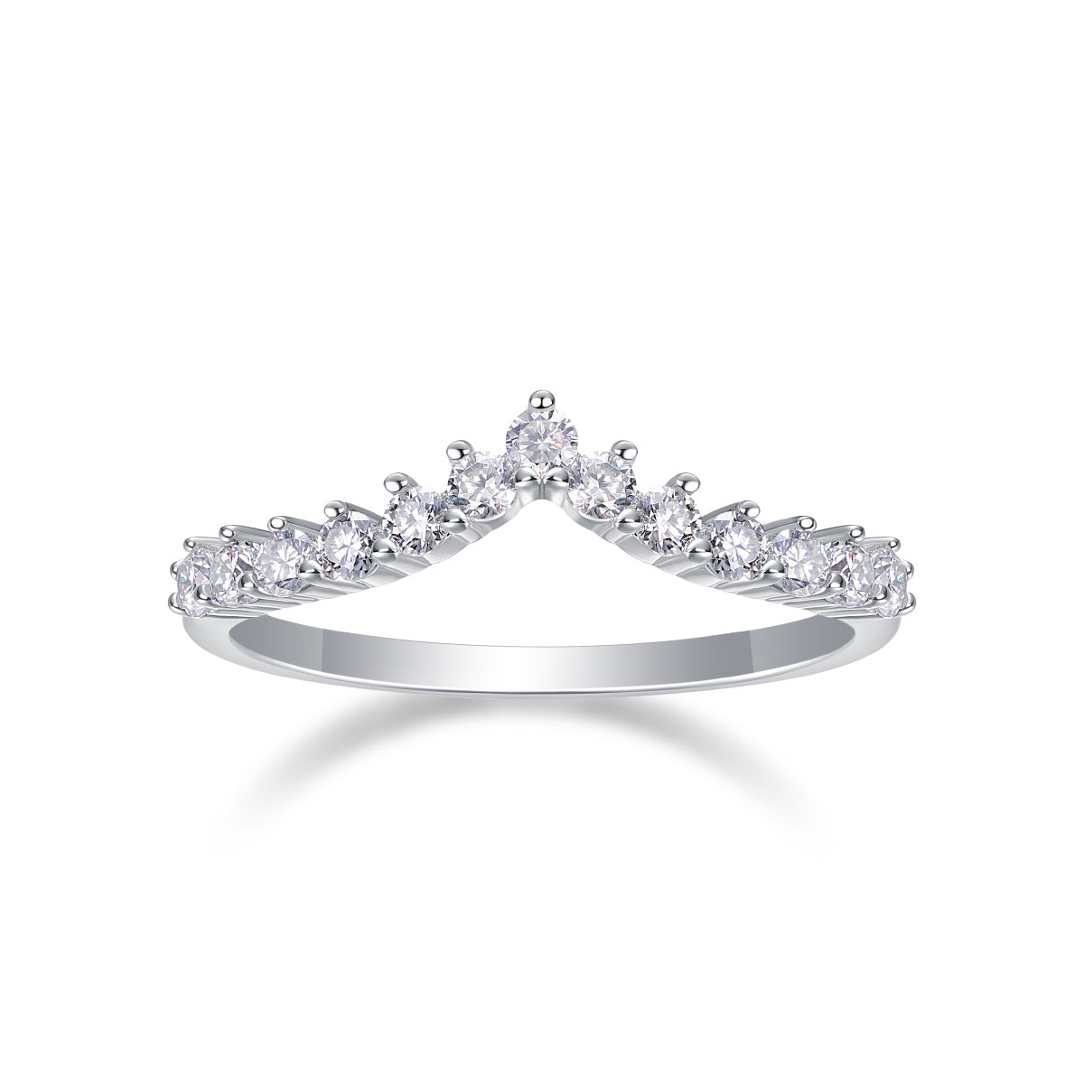 Tiara wishbone moissanite engagement ring S925 silver — micro-pavé crown design