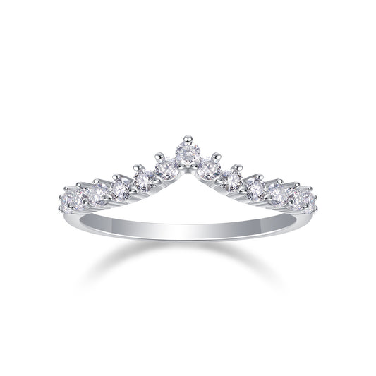 Tiara wishbone moissanite engagement ring S925 silver — micro-pavé crown design