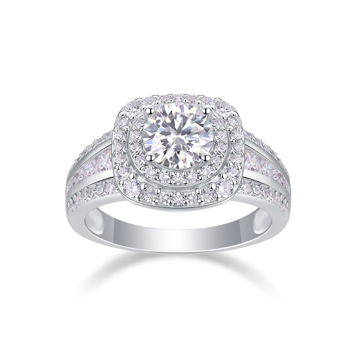 1CT Diamond Halo Engagement Ring | Sterling Silver Classic LuxeStones