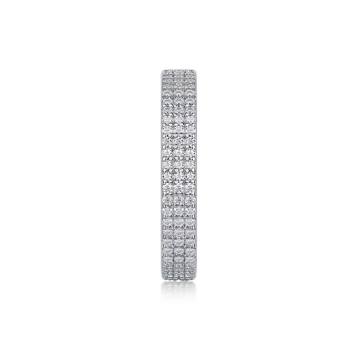 Sterling silver moissanite eternity ring with micro pavé stones