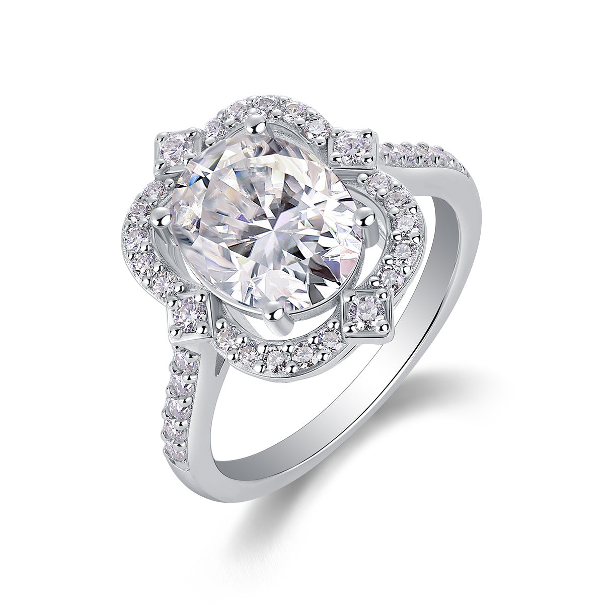 4.0 CT Oval Moissanite Engagement Ring in S925 Silver