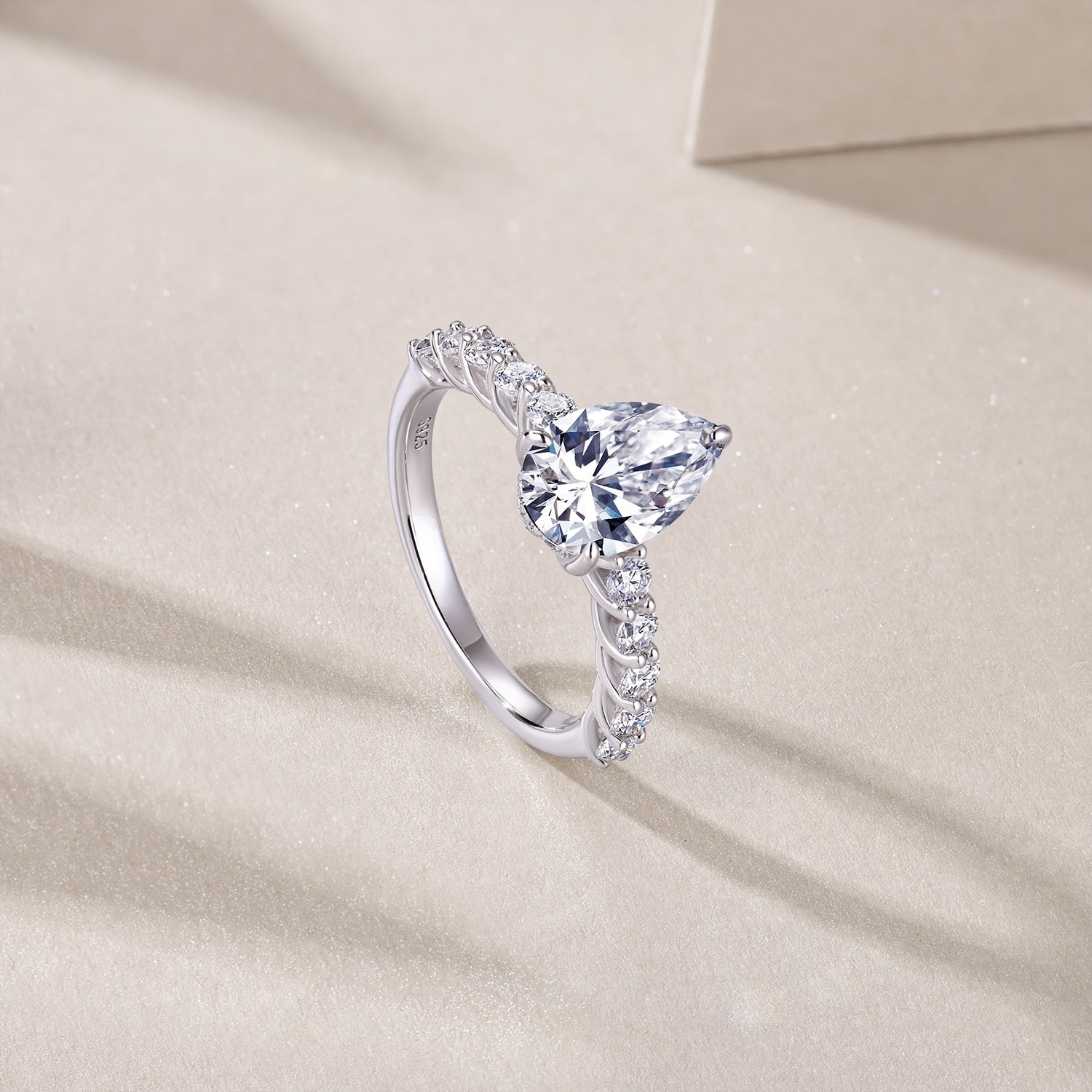 Pear Shaped Moissanite Ring 4CT | Sterling Silver LuxeStones
