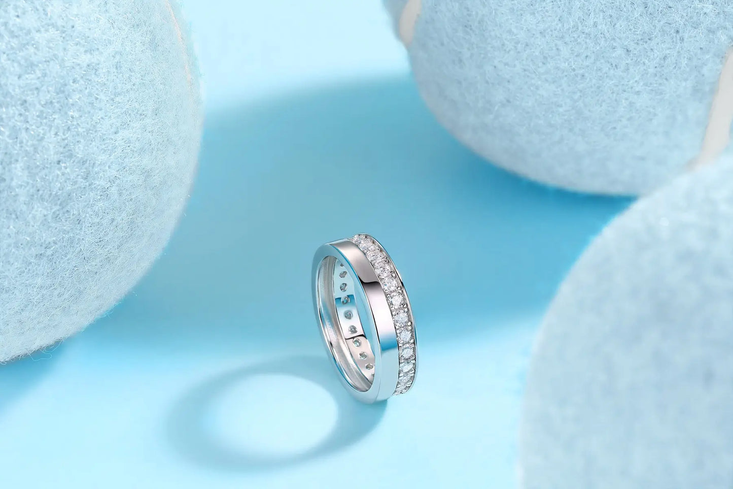 GRA certified moissanite engagement ring with high polish finish