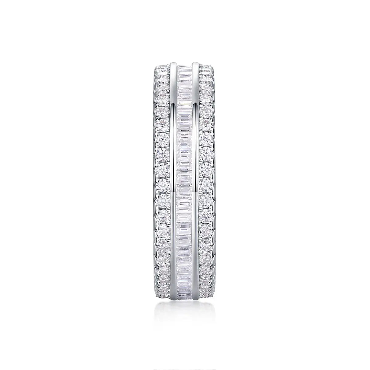 Three Row Moissanite Eternity Band | Baguette & Pavé Mix LuxeStones