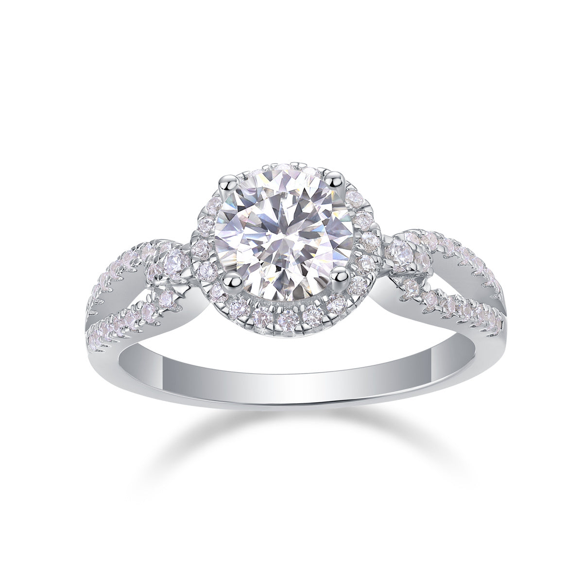 5CT Round Moissanite Ring with Halo | Sterling Silver LuxeStones