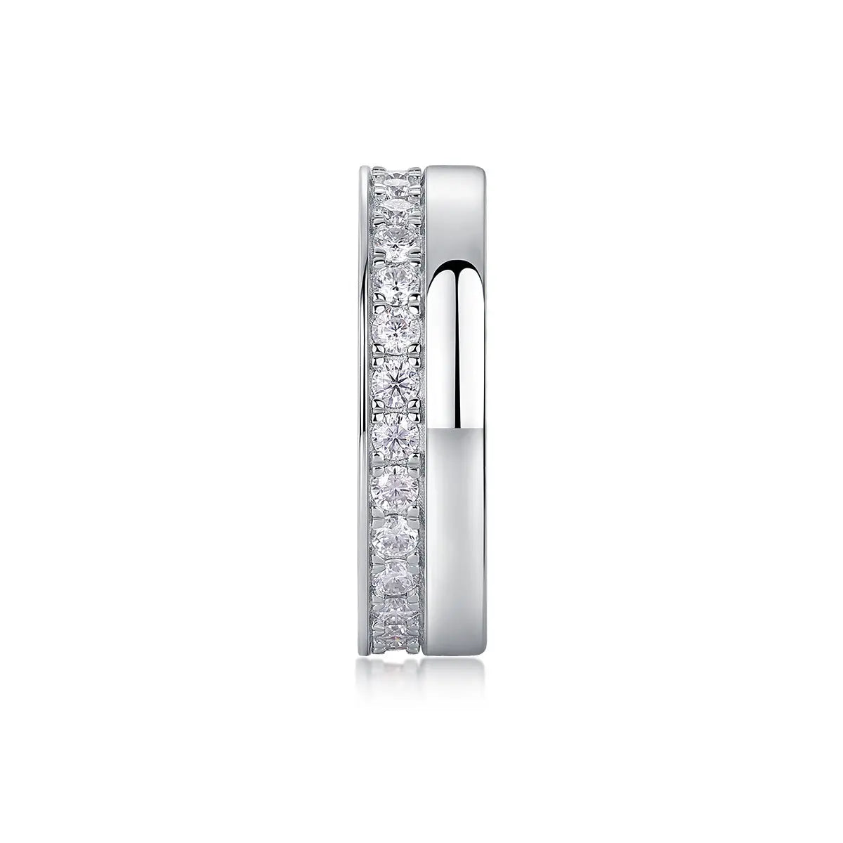 Round brilliant cut moissanite eternity band for women