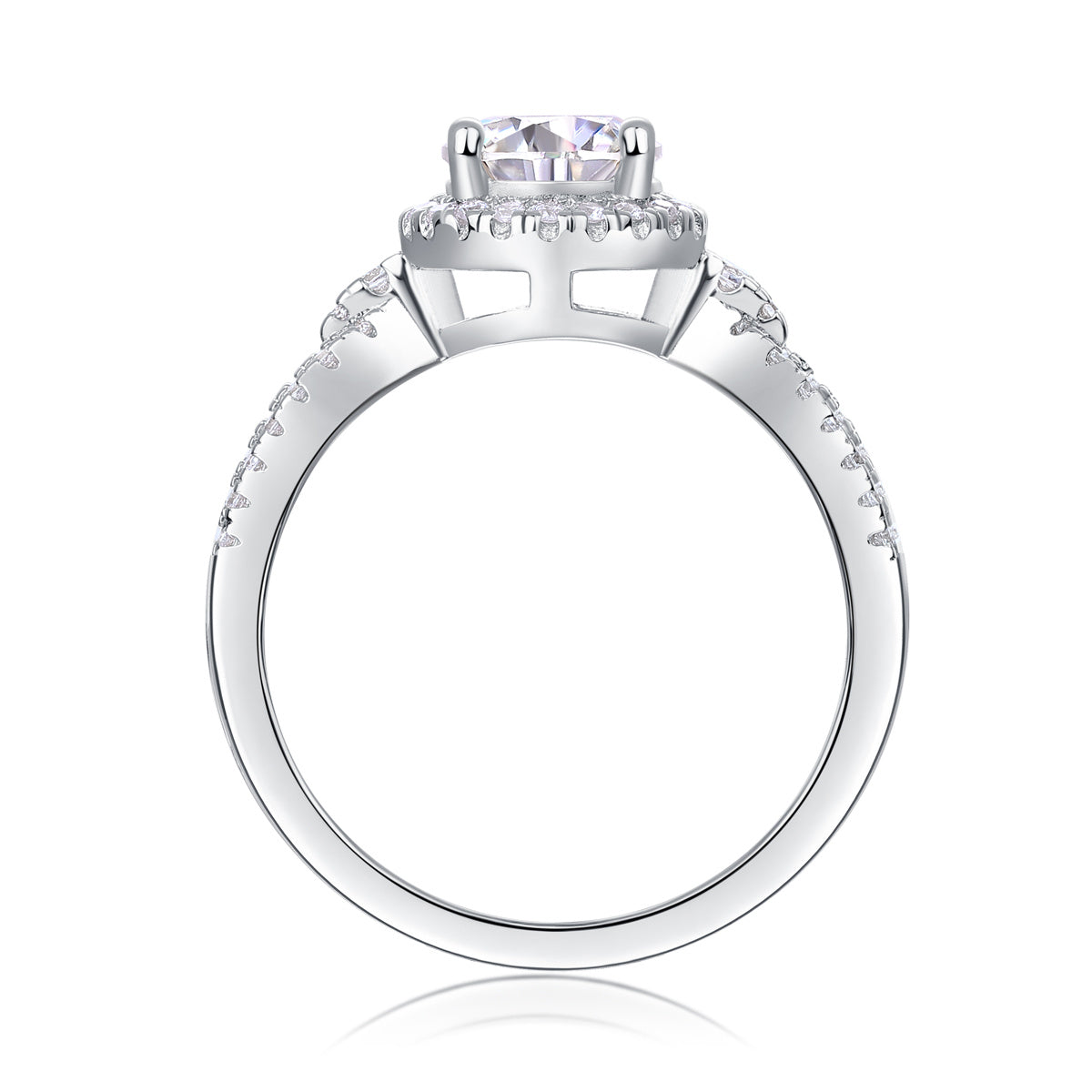 5CT Round Moissanite Ring with Halo | Sterling Silver LuxeStones