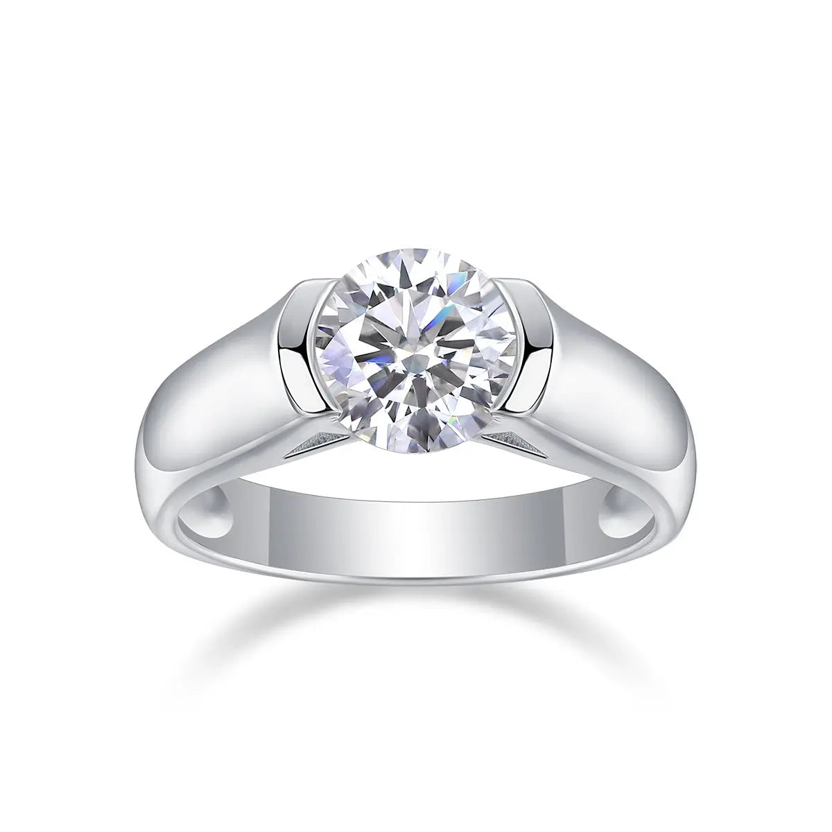 2CT moissanite solitaire engagement ring in bezel setting