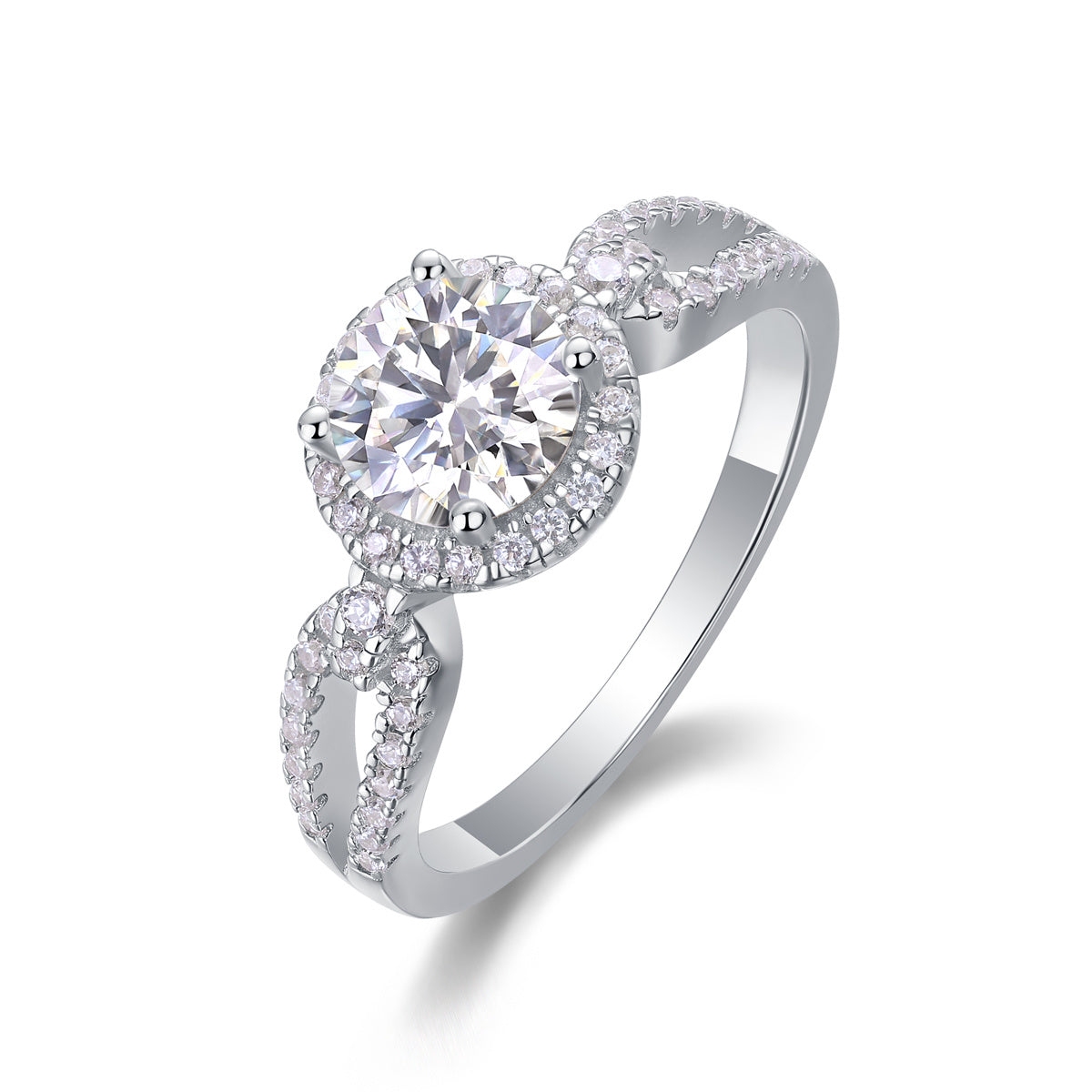 5CT Round Moissanite Ring with Halo | Sterling Silver LuxeStones