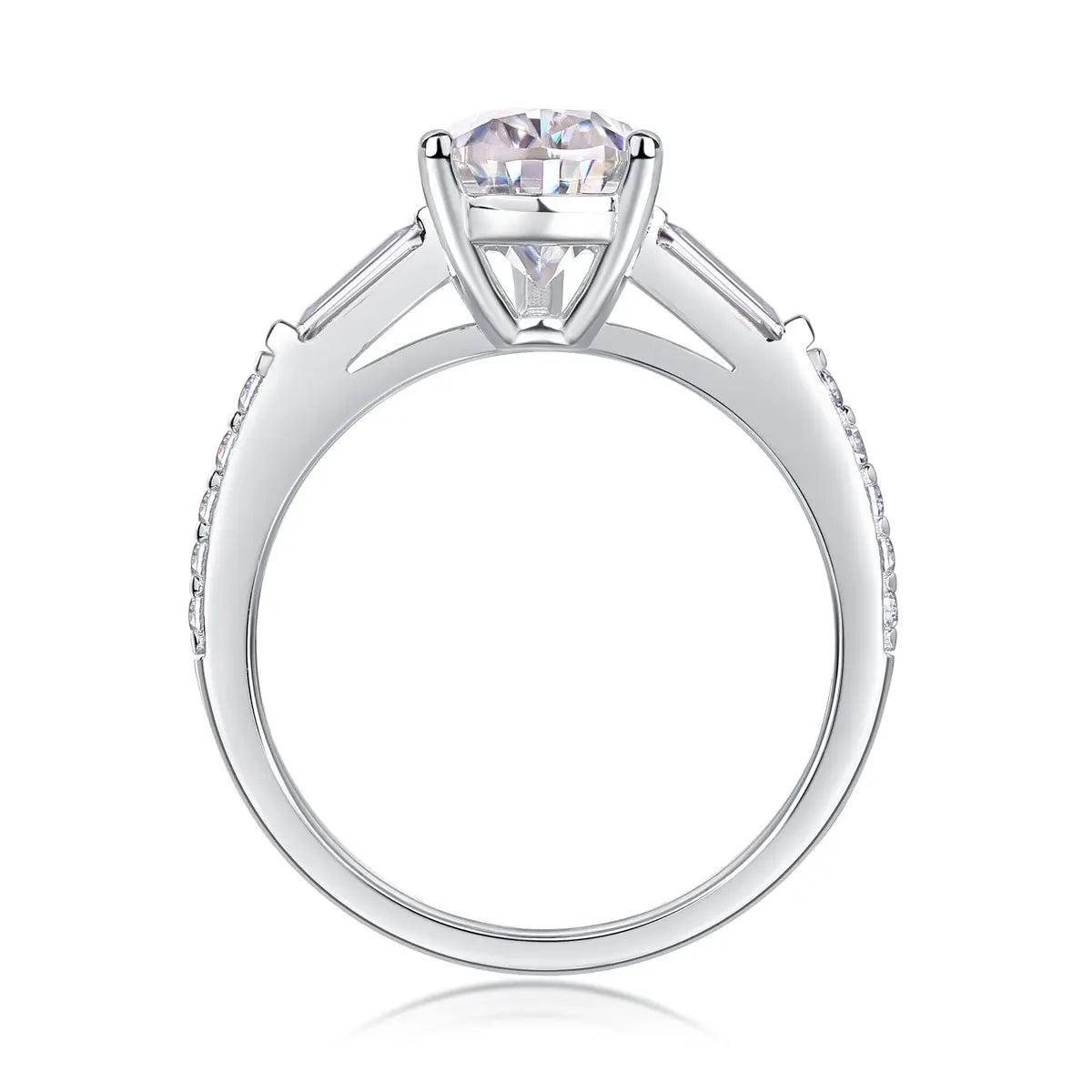 1.5CT Pear Moissanite Ring | Sterling Silver Side Stones LuxeStones