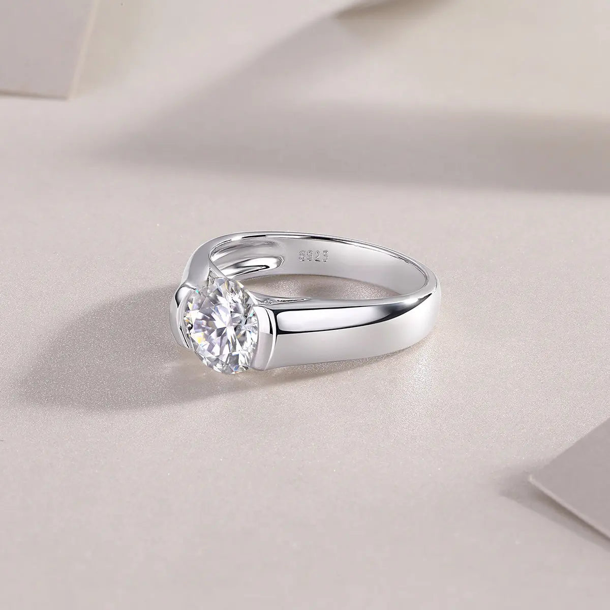 Minimalist moissanite solitaire engagement ring for women