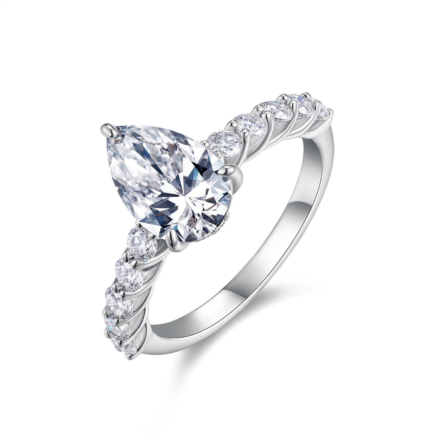Pear Shaped Moissanite Ring 4CT | Sterling Silver LuxeStones