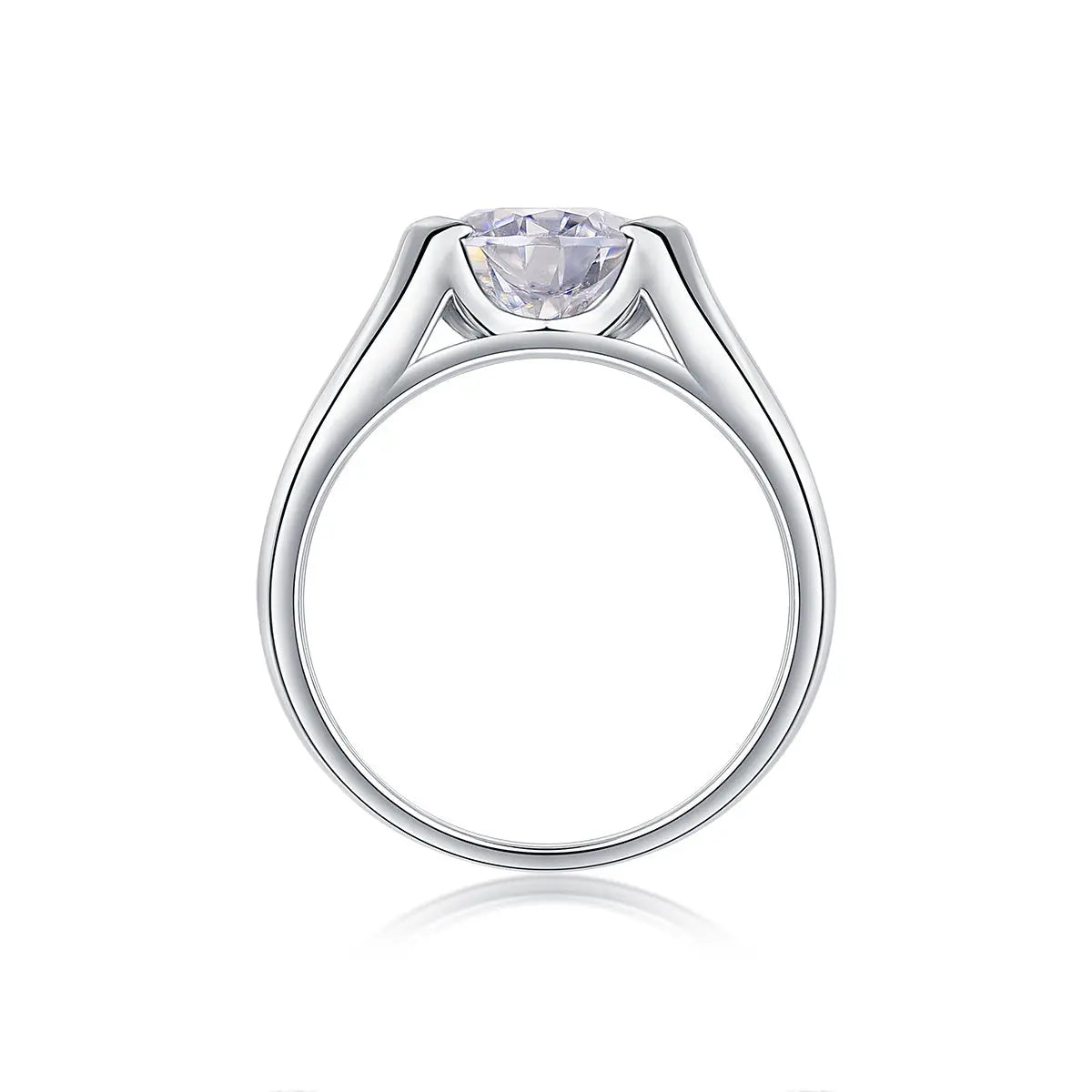 Round-cut D color moissanite solitaire ring sterling silver